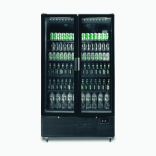 Upright Display Fridge – 1126L – 2 Door – Flat Glass – Black